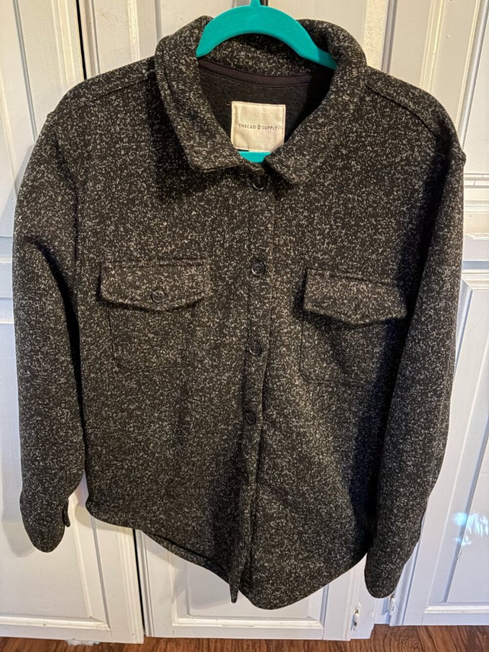 Thread & Supply Women’s Large Gray Shirt Jacket Button Front L